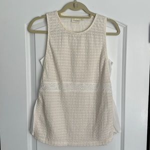 Anthropologie Delettacream and white sleeveless blouse small